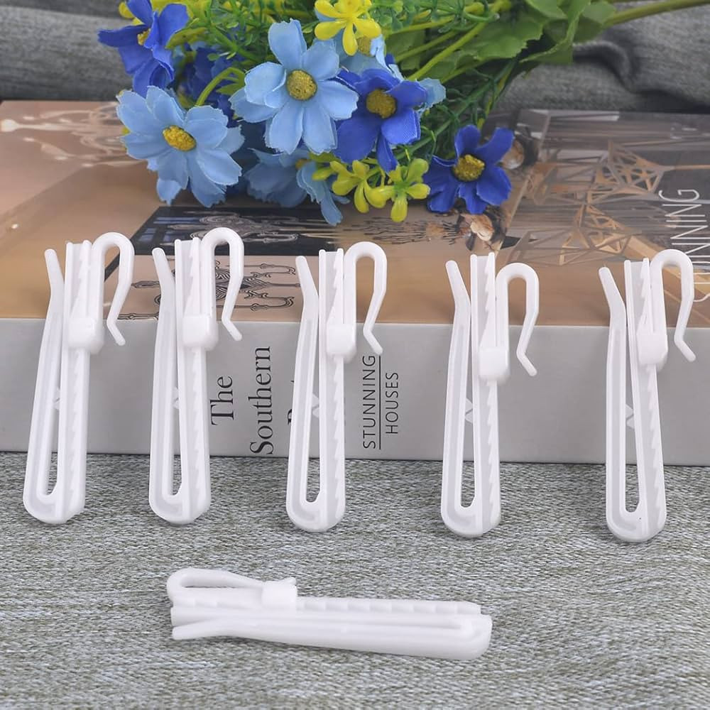 30 pcs Curtain Hooks Plastic Adjustable Depth Pinch Pleat Drapery Hooks for Pleated Drapes Shower... | Amazon (US)