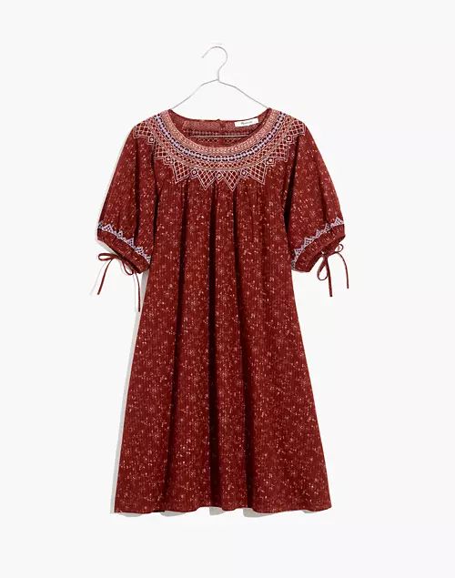 Embroidered Puff-Sleeve Babydoll Dress in Dotted Vines | Madewell