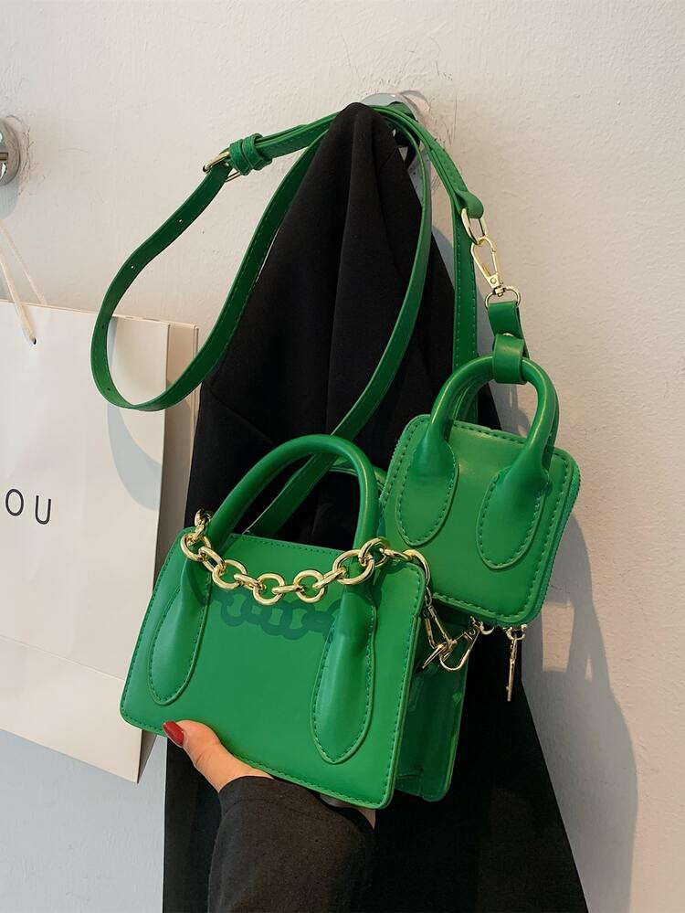 Minimalist Satchel Bag With Coin Case | SHEIN