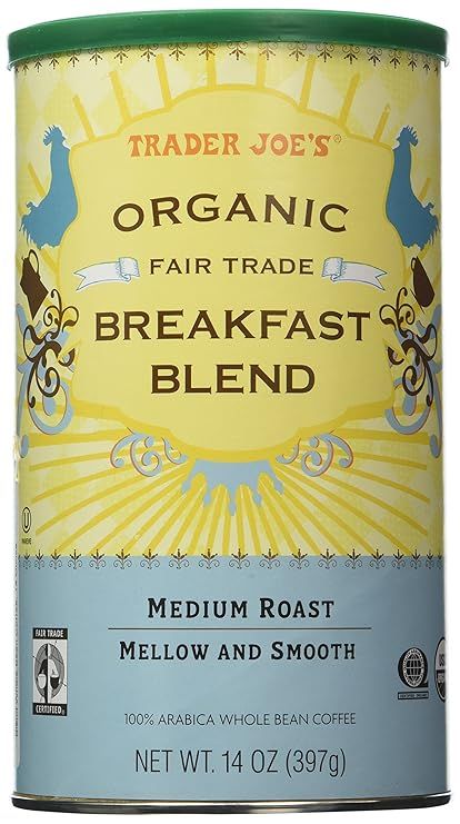 Trader Joe's Organic Fair Trade Breakfast Blend Whole Bean Coffee, 14 Ounce | Amazon (US)
