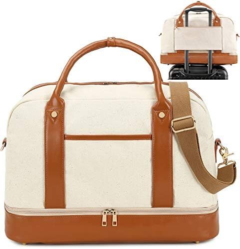 Travel Duffel Bag Weekender Overnight Bag Sports Tote Gym Bag for Women and Men (B Canvas Off-whi... | Amazon (US)