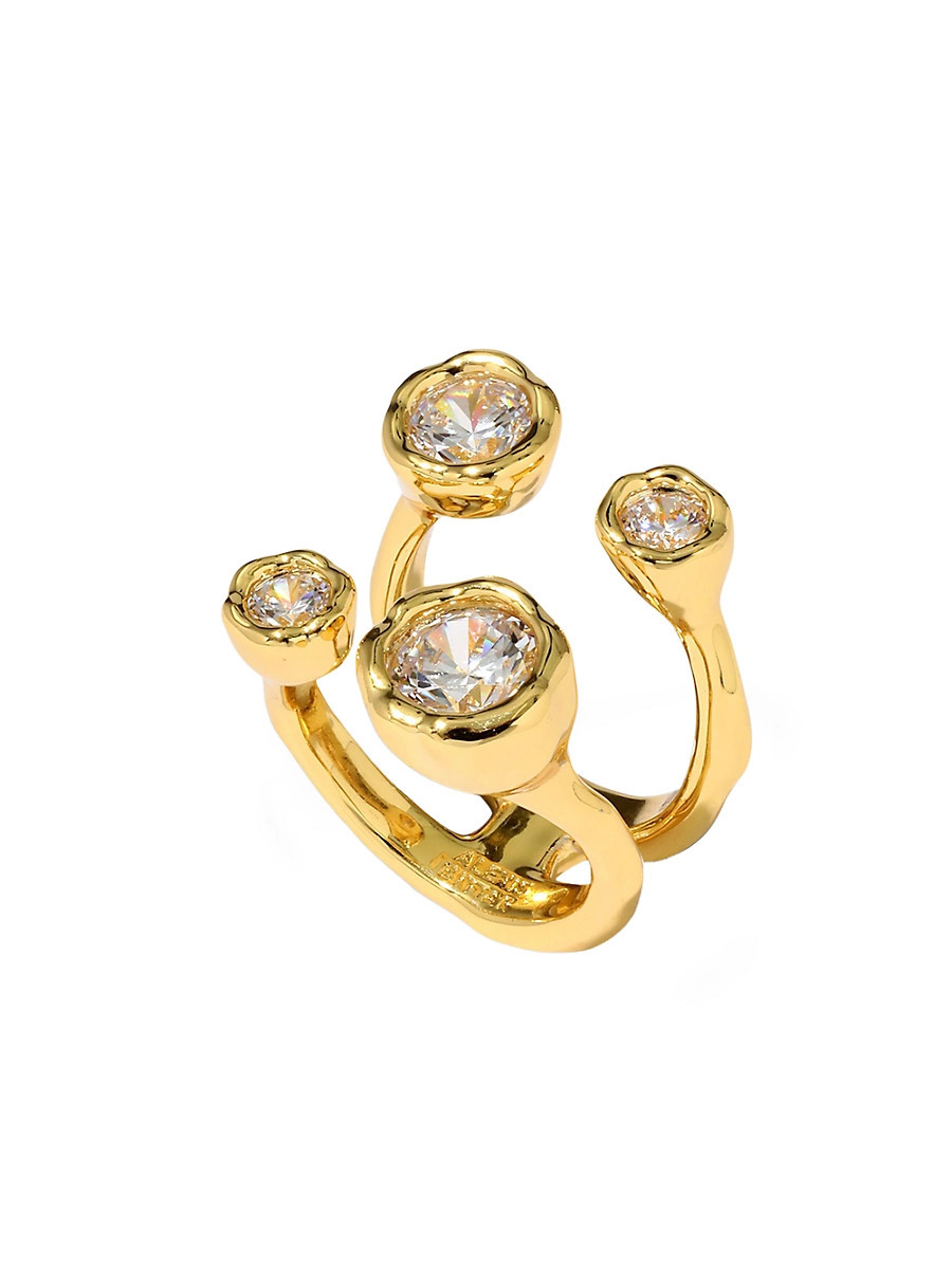 Women's Asterales 14K-Gold-Plated & Cubic Zirconia Open Ring - Gold - Size 7 | Saks Fifth Avenue