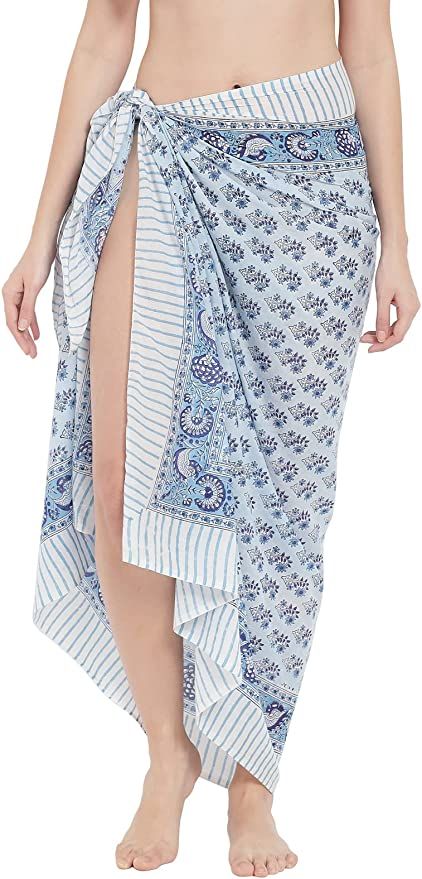 parihan Swimsuit Beach Sarong Cover Ups for Swimwear Women-Hand Print Wrap Skirt | Amazon (US)