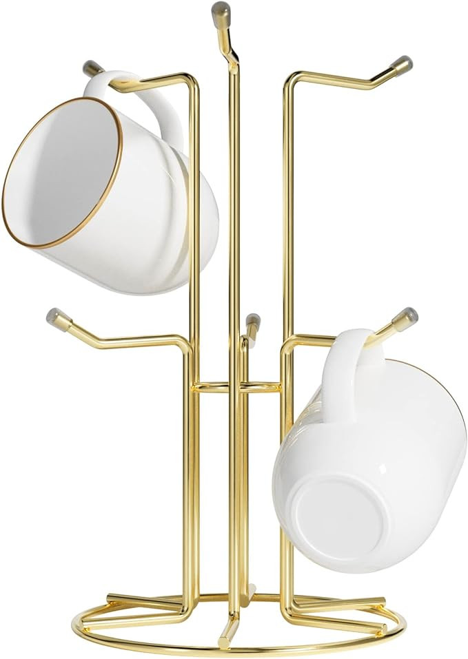 HULISEN Mug Holder for Large Cups, Mug Tree for Counter with 6 Hooks, Metal Coffee Mug Stand for ... | Amazon (US)