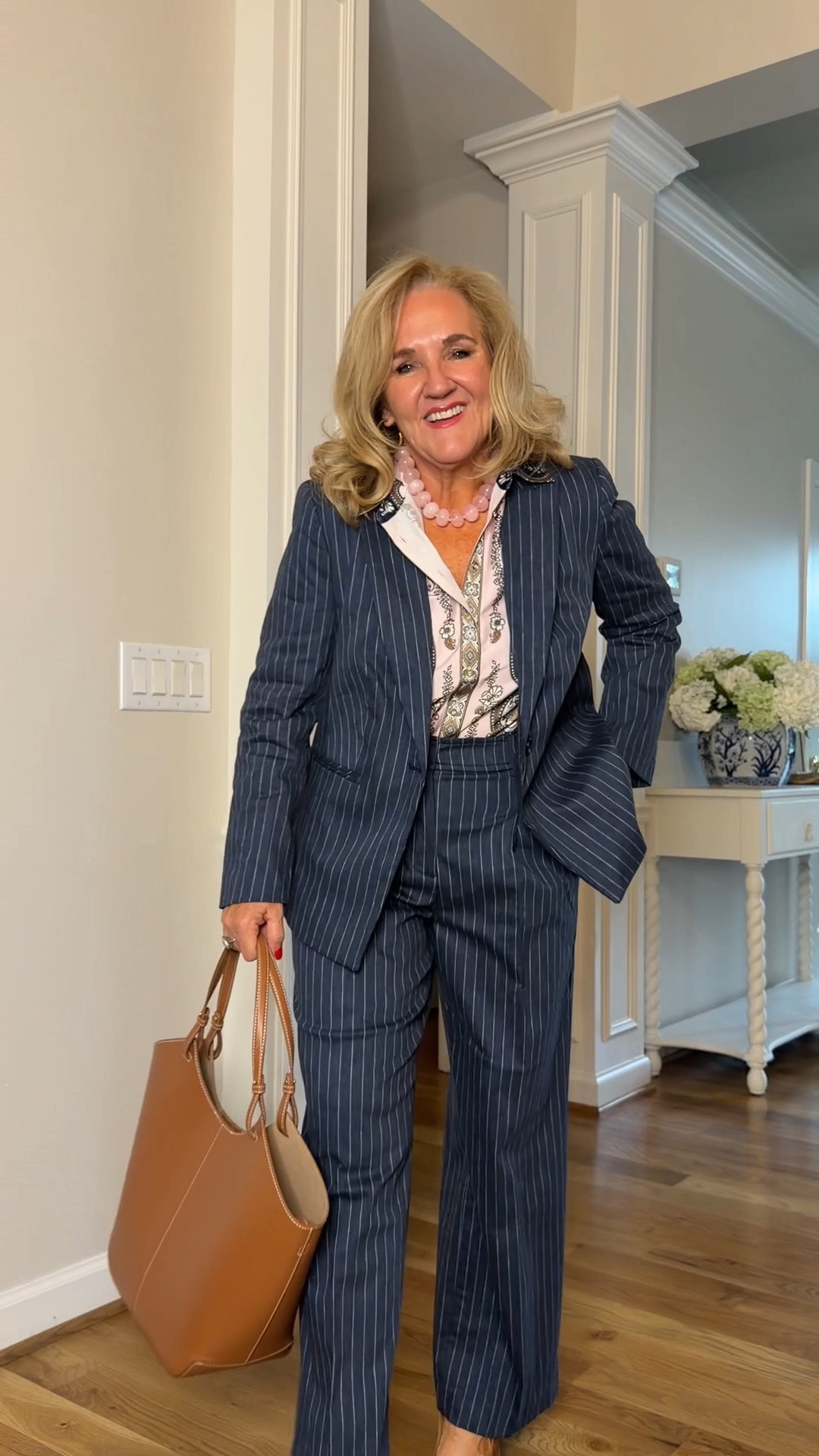 Really sharp suit but the pieces can be much more casual as separates 
Jacket 10 petite 
Pants run big 6 petite 
Blouse med petite

#LTKOver40 #LTKSaleAlert #LTKWorkwear
