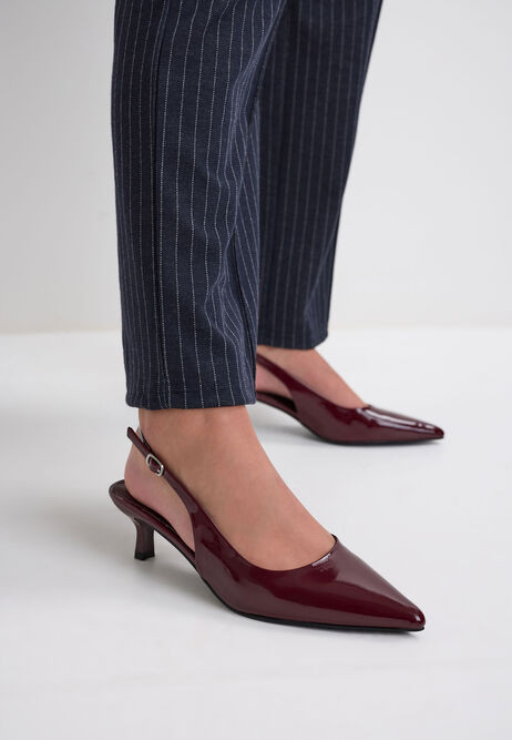 Womens Burgundy Patent Stiletto Heel Slingback Pumps | Peacocks