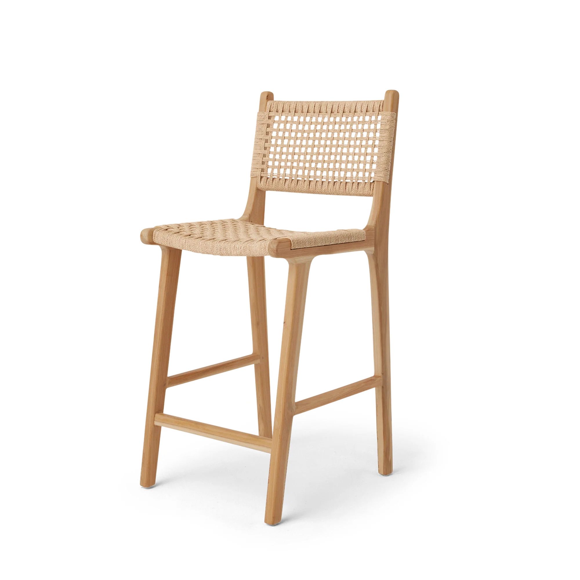 Stool #2 - Counter Stool in Teak with Paper Cord | Hati Home