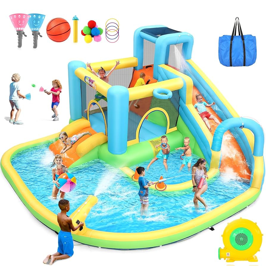 Whubefy 12.8x12ft Inflatable Water Slide Bounce House for Big Kids 3-10, 13-in-1 Inflatable Water... | Amazon (US)