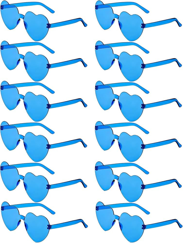 12 Pairs Heart Shaped Sunglasses Candy Color Rimless Fun Heart Glasses for Women Party Favors | Amazon (US)