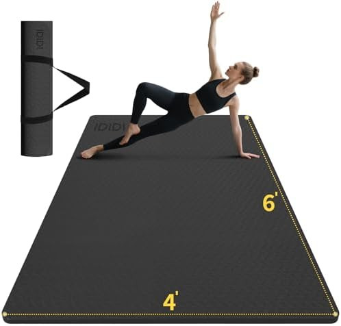8mm & 10mm Thick Large Yoga Mat (6'x 4') - Extra Long and Wide Workout Mat for Men and Women, Non... | Amazon (US)