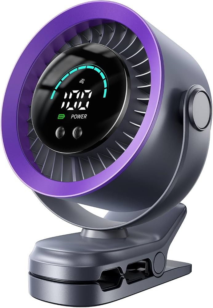 KIMMOO Portable Clip on Fan, 100-Speed Rechargeable USB Fan with LED Display, 360\u00b0 Rotation ... | Amazon (US)