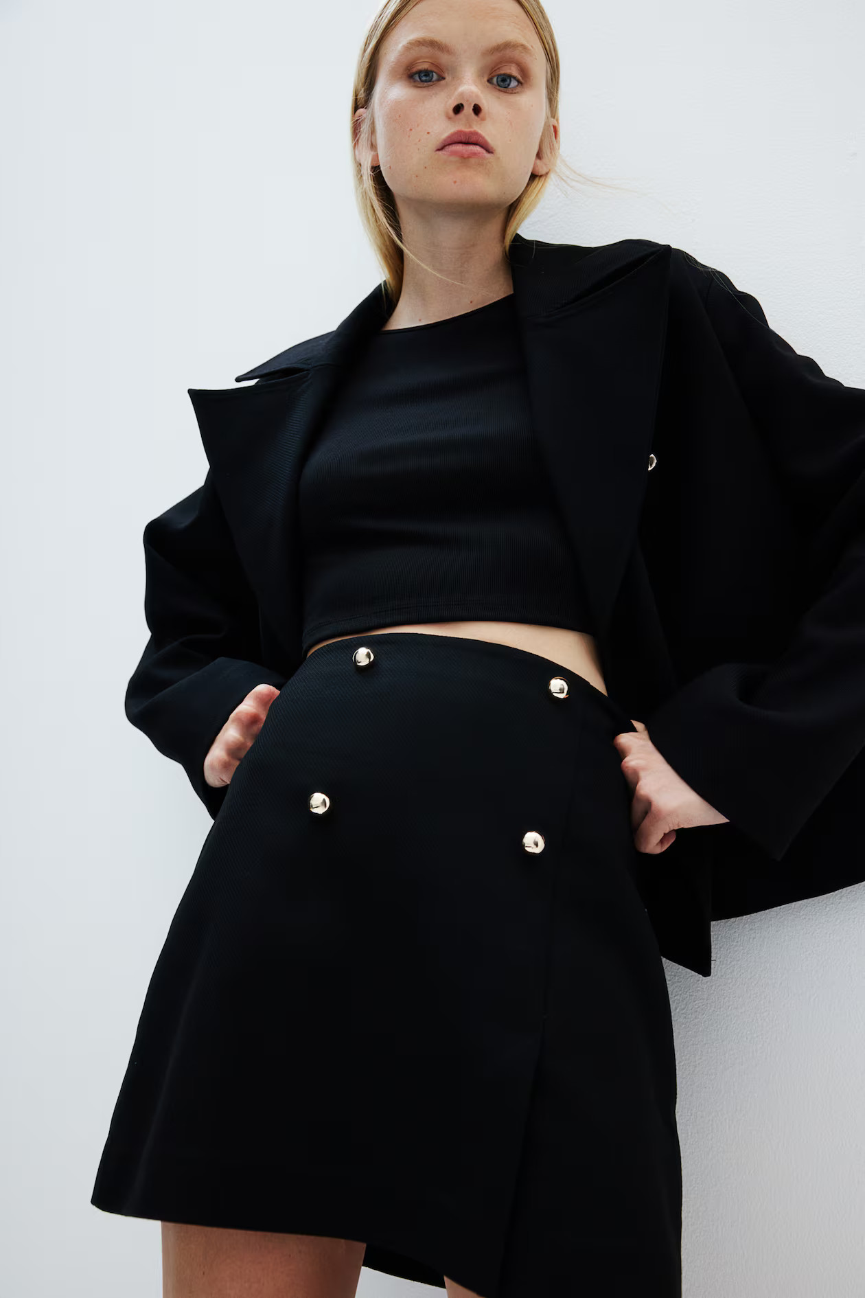 Button-front mini skirt | H&M (UK, MY, IN, SG, PH, TW, HK)