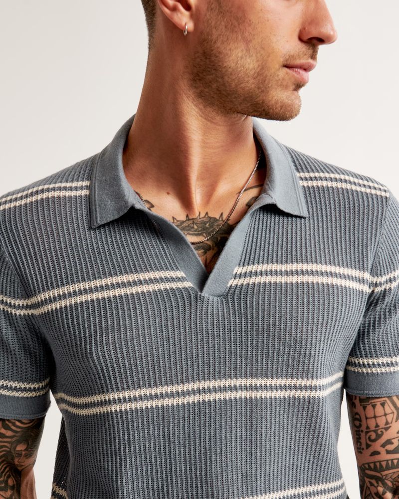 Men's Open Stitch Johnny Collar Sweater Polo | Men's New Arrivals | Abercrombie.com | Abercrombie & Fitch (US)