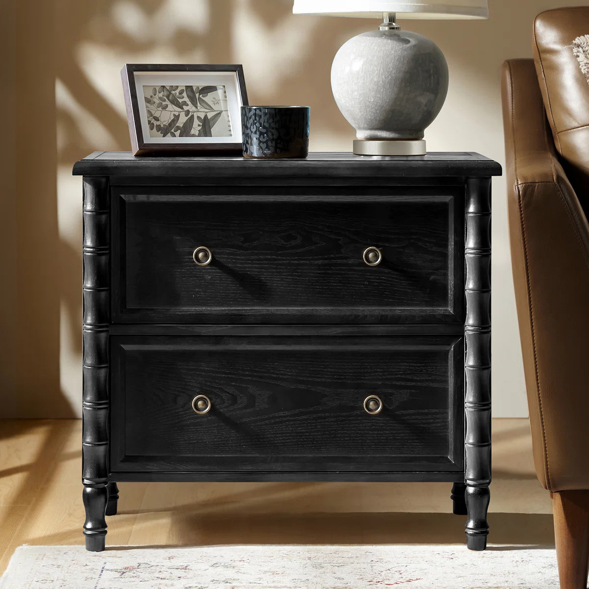 Lucious Transitional 26''W 2-Drawer Spindle End Table with Charging Station and Simple Assembly | Wayfair North America