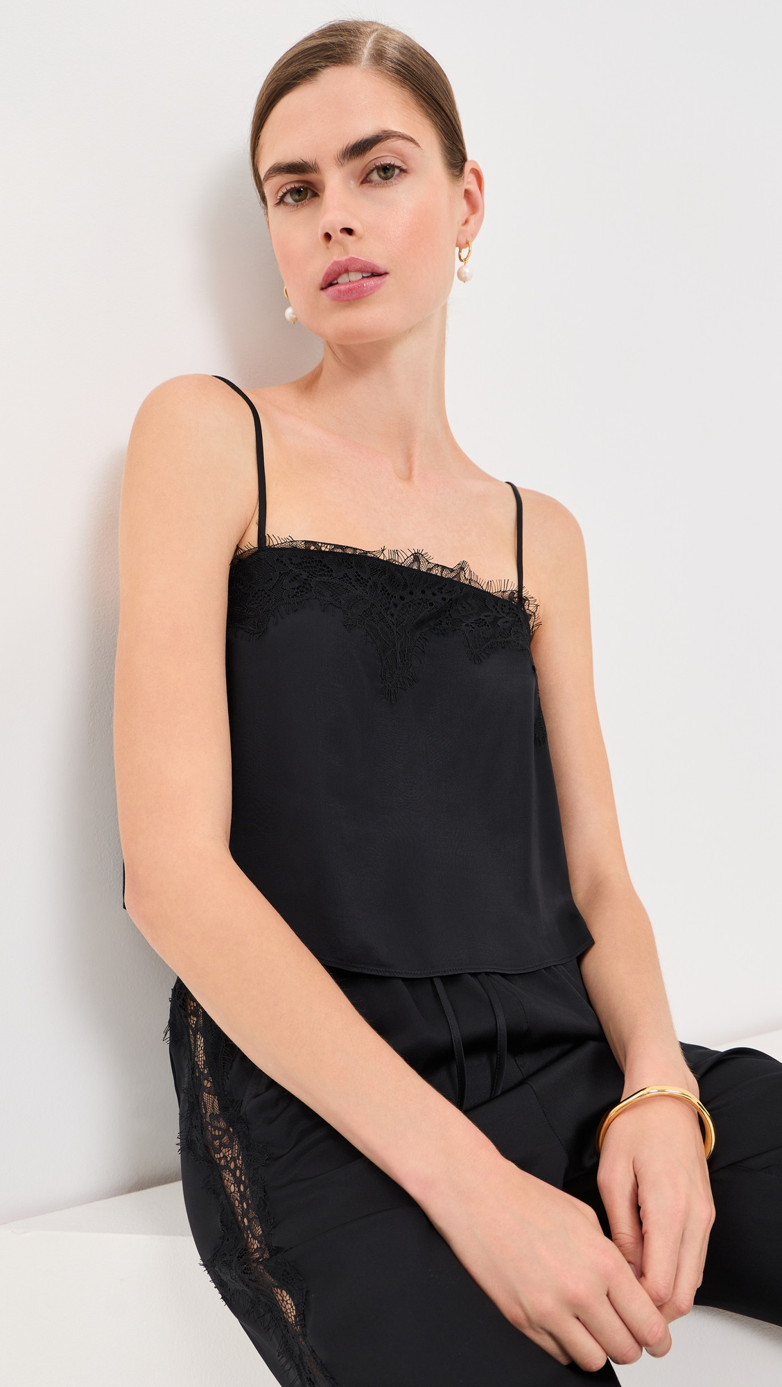 LE BOP Sienna Satin Top Black L | Shopbop