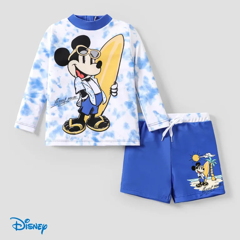 Disney Swimsuit, Graphic Rash Guard Long Sleeve Swimsuit Set for Toddler Boys Kids 7-8T Blue 2-Pi... | Walmart (US)