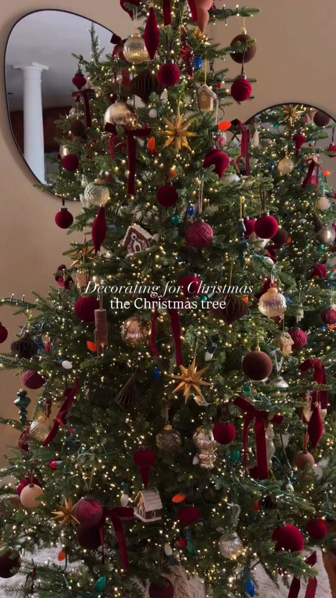 Decorating for Christmas- part 4: the Christmas tree🎄☃️🎅🏼 mix of moody, classic and a touch of vintage with the big colorful bulbs 🎁

#christmasornaments #christmasdecor #christmastree
Christmas ornaments, flocked ornaments, budget friendly ornaments, hobby lobby finds, Amazon finds, viral Christmas tree, Norway spruce, velvet ribbon, burgundy Christmas decor, nostalgic Christmas, Christmas bows

#LTKHoliday