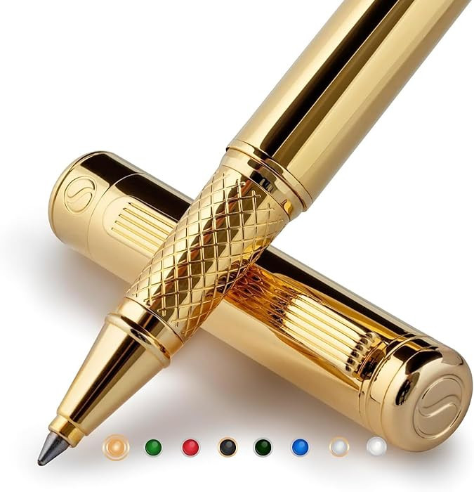 Scriveiner Gold Rollerball Pen - Stunning Luxury Pen, Real Gold Plating, Schmidt Ink Refill, Best... | Amazon (US)