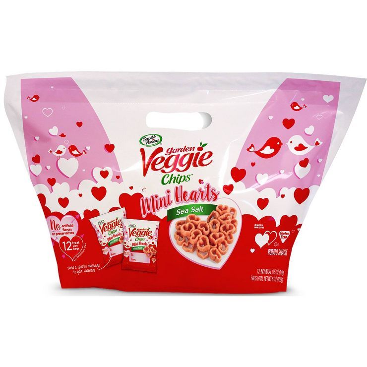 Sensible Portions Sea Salt Valentine Exchange Mini Hearts Garden Veggie Potato Snack - 12ct | Target