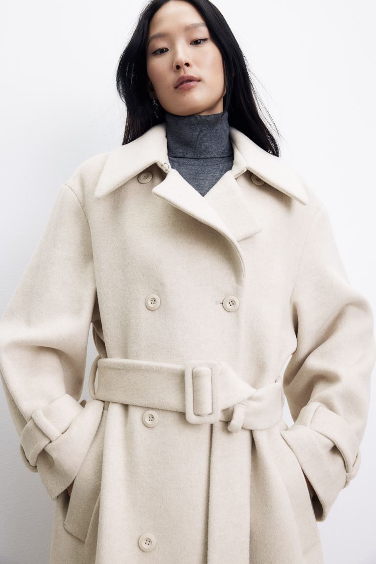 Wool-blend trench coat - Light beige - Ladies | H&M GB | H&M (UK, MY, IN, SG, PH, TW, HK)
