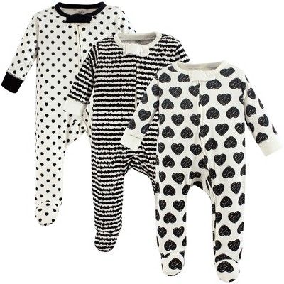 Touched by Nature Baby Girl Organic Cotton Zipper Sleep and Play 3pk, Heart | Target