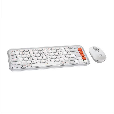 Logitech - POP ICON COMBO Compact TKL Bluetooth Keyboard and Mouse Bundle with Programmable Quiet Keys and Buttons - Off-white & Orange | Target