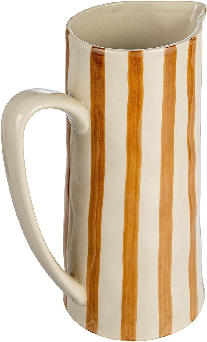 Creative Co-Op Hand-Painted Stoneware Stripes, Multicolor Pitcher, Multi | Amazon (US)