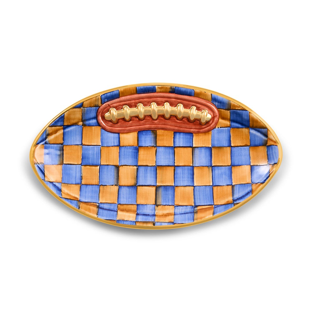 Ginger & Royal Check Football Platter | MacKenzie-Childs