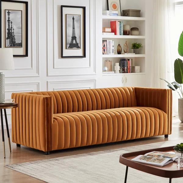Sigrid 85" Mid Century Modern Luxury Velvet Couch | Wayfair North America