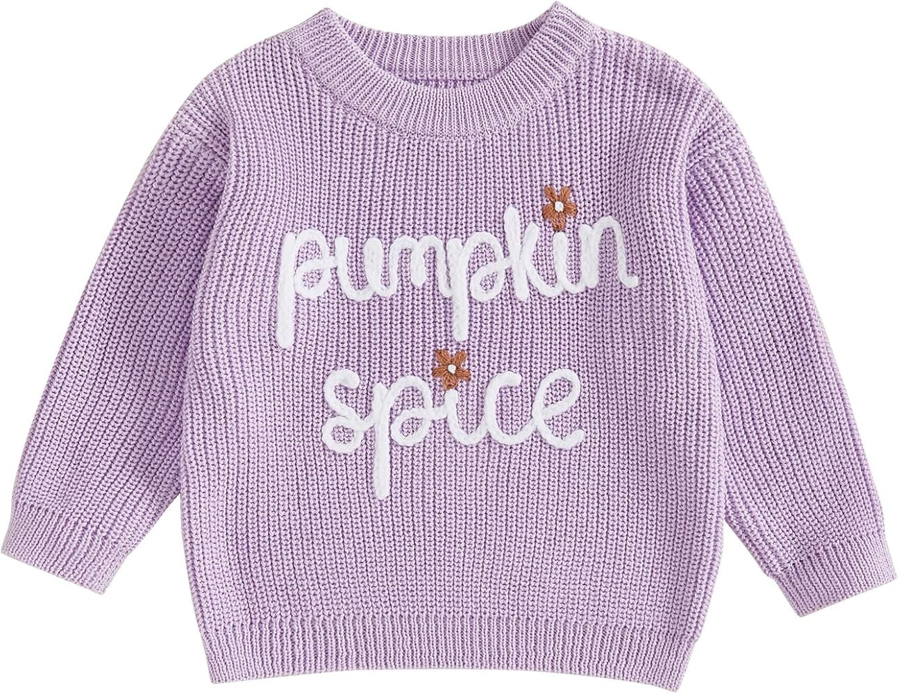 Baby Boy Girl Halloween Sweater Pumpkin Letter Embroidery Knitted Pullovers Crew Neck Long Sleeve... | Amazon (US)