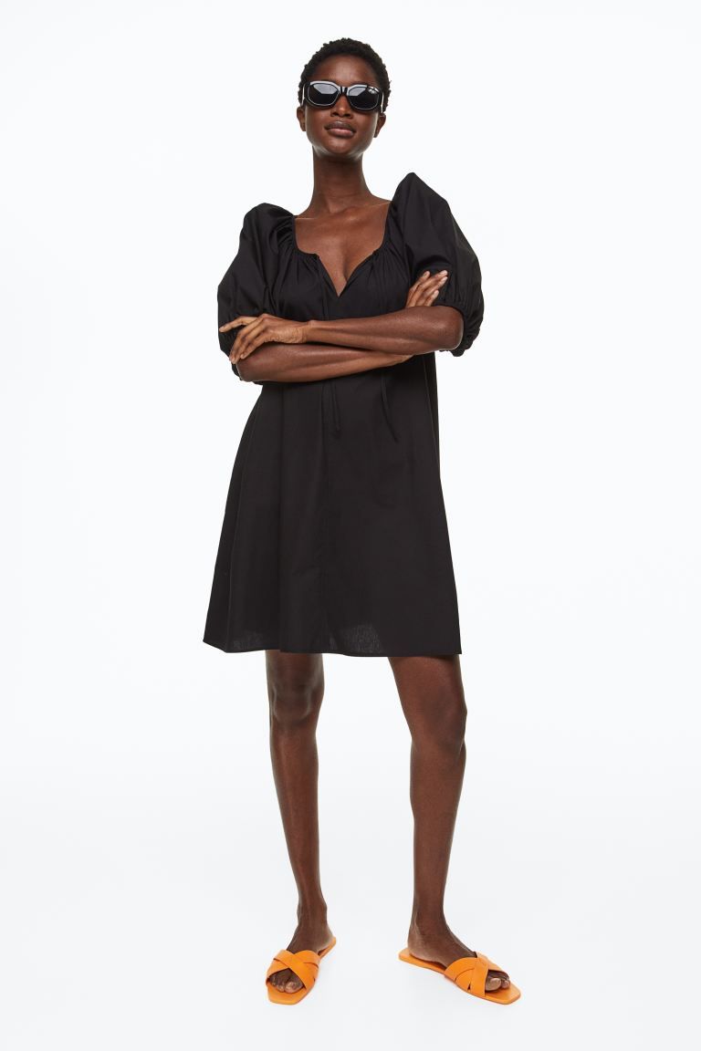 Puff-sleeved Tie-detail Dress | H&M (US + CA)