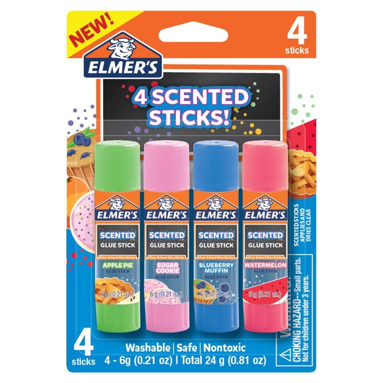 Elmer’s Scented Clear Glue Sticks, Safe and Nontoxic, Assorted Scents, 4 Count | Walmart (US)