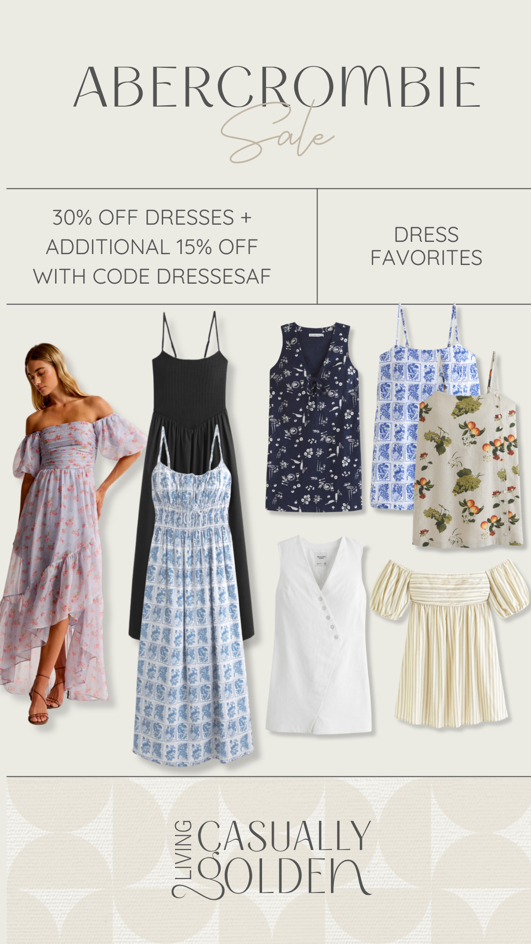 Abercrombie Dress Sale | A few dresses I recently ordered from Abercrombie that are perfect for spring. Ordered size S regular in the off the shoulder dress, S Tall in the black smocked waist dress, size S regular in the white dress, Size S regular in the striped dress, size S regular in the fruit dress & blue and white dress. Size M Long in the blue maxi dress, size M in the navy mini dress. Get 30% off dresses + an additional 15% off with code DRESSESAF 

 

#LTKSaleAlert #LTKStyleTip