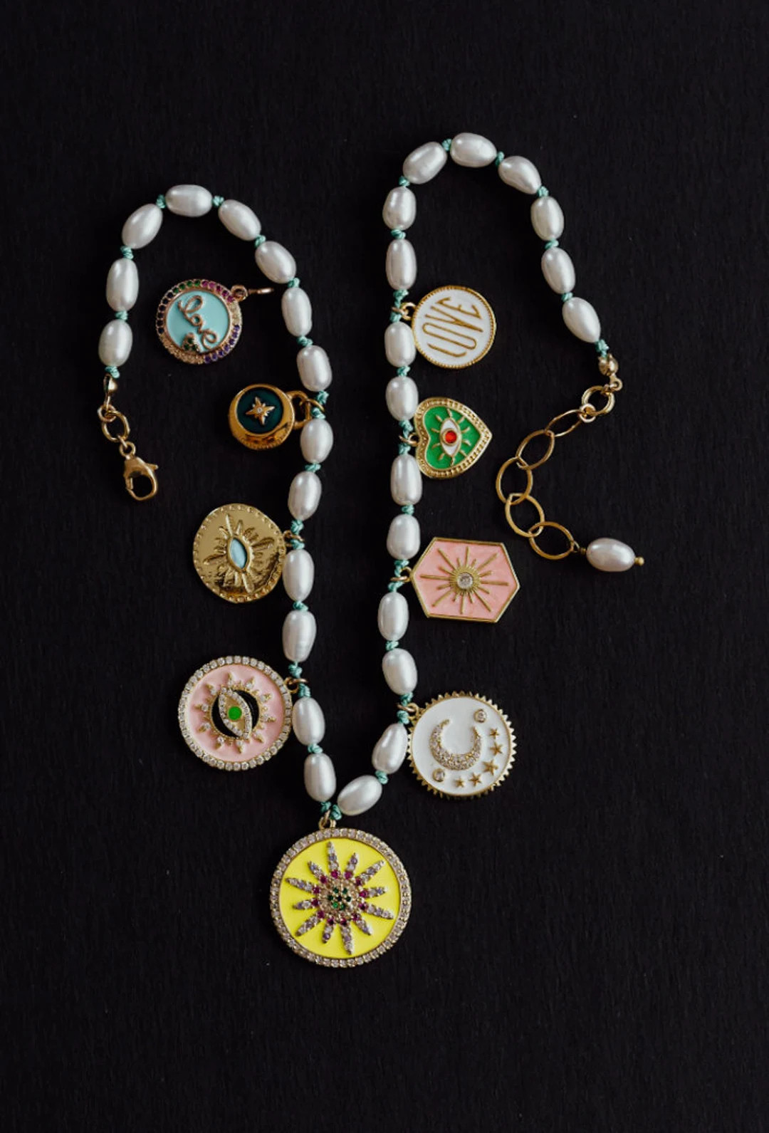 PEARL NECKLACE, Charm Necklace, Knotted Necklace - Etsy | Etsy (US)