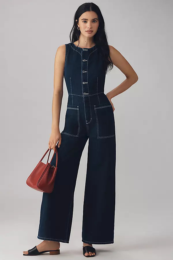 Ética Callahan Wide-Leg Denim Jumpsuit | Anthropologie (US)