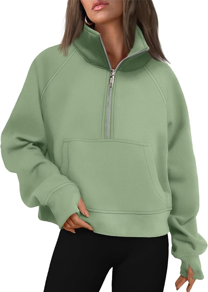 AUTOMET Womens Sweatshirts Half Zip Cropped Pullover Fleece Quarter Zipper Hoodies 2025 Fall Fash... | Amazon (US)