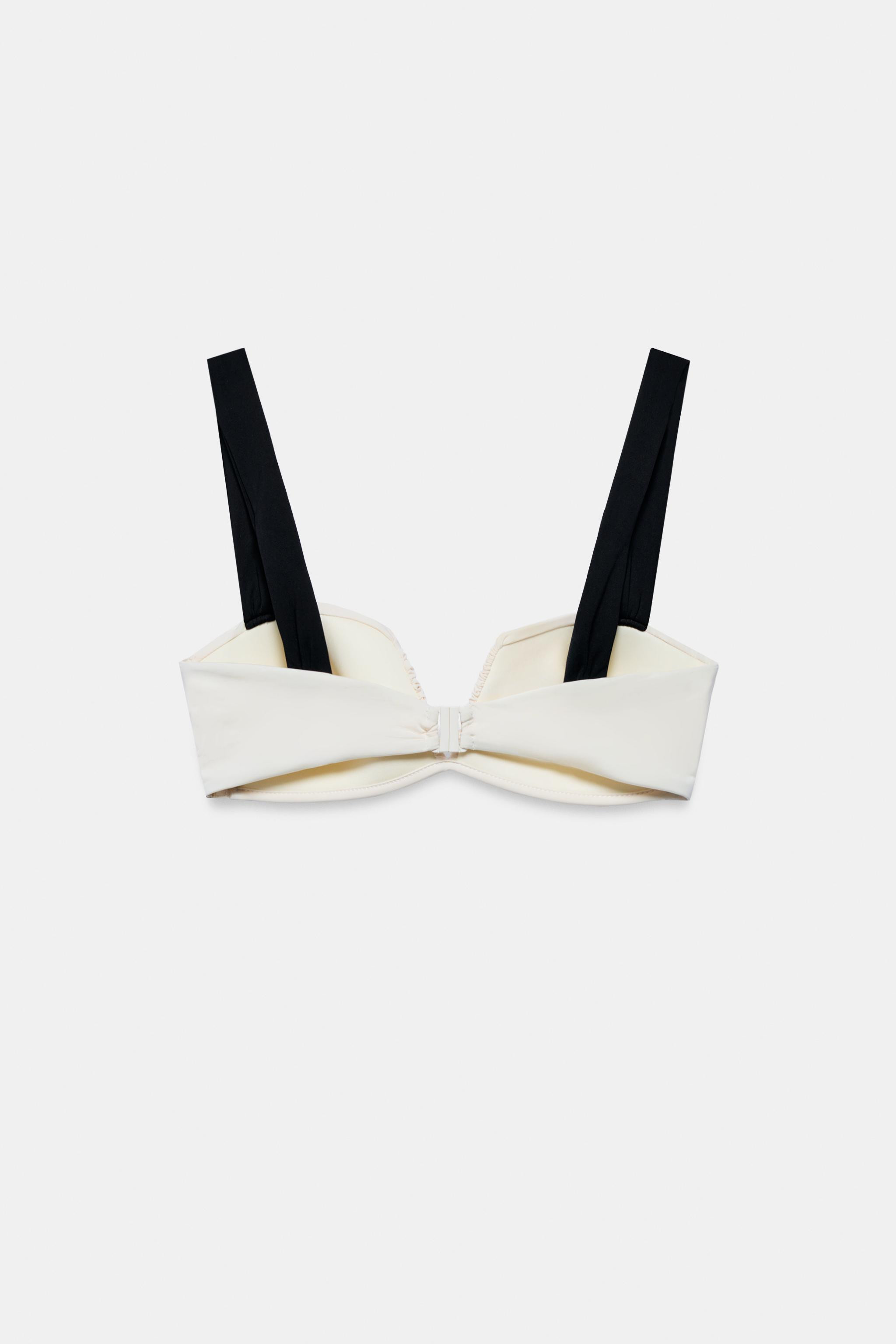 CONTRAST PLEATED BIKINI TOP | Zara UK
