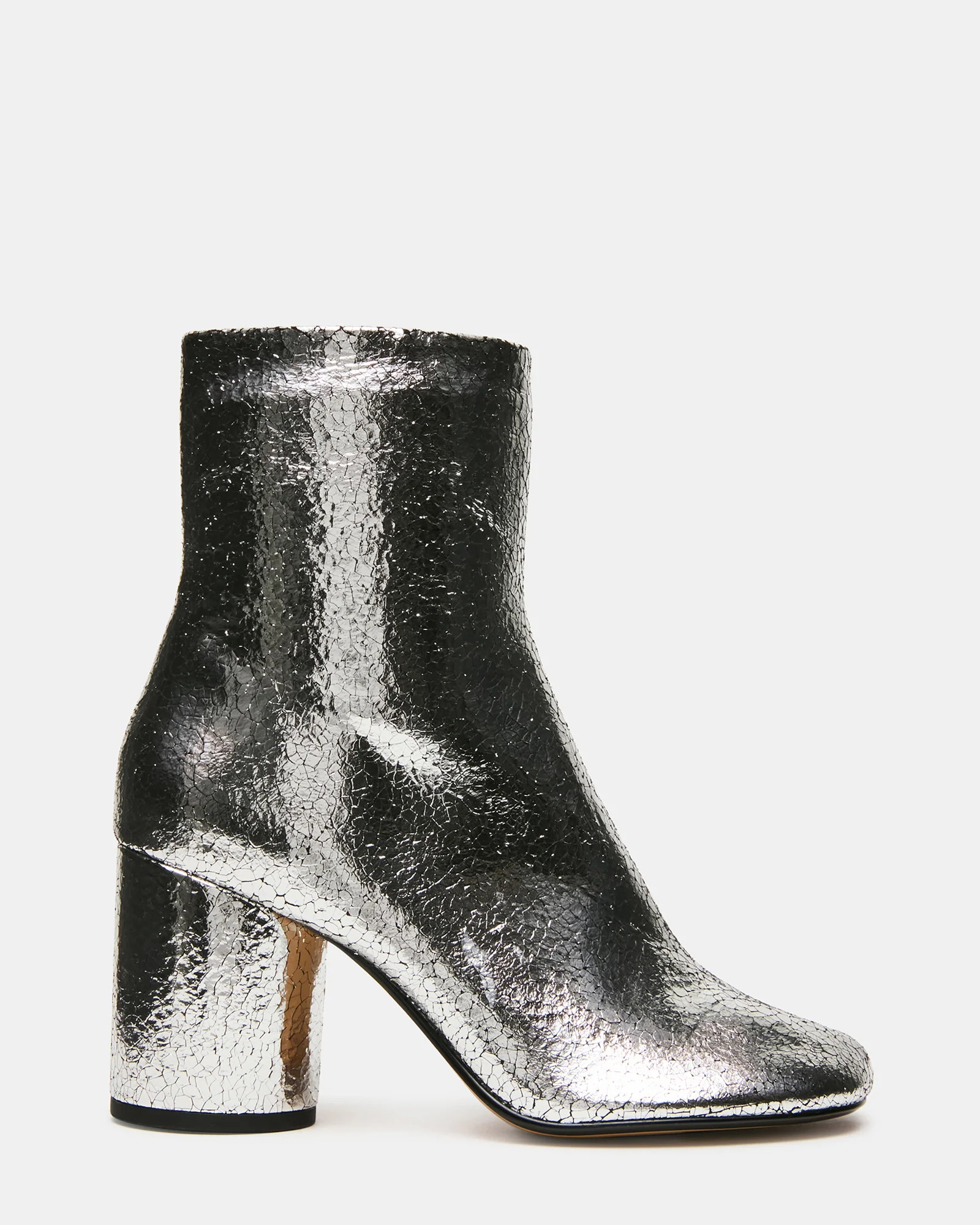 CARO Silver Crinkle Tabi Split-Toe Block Heel Women's Ankle Boot | Steve Madden (US)