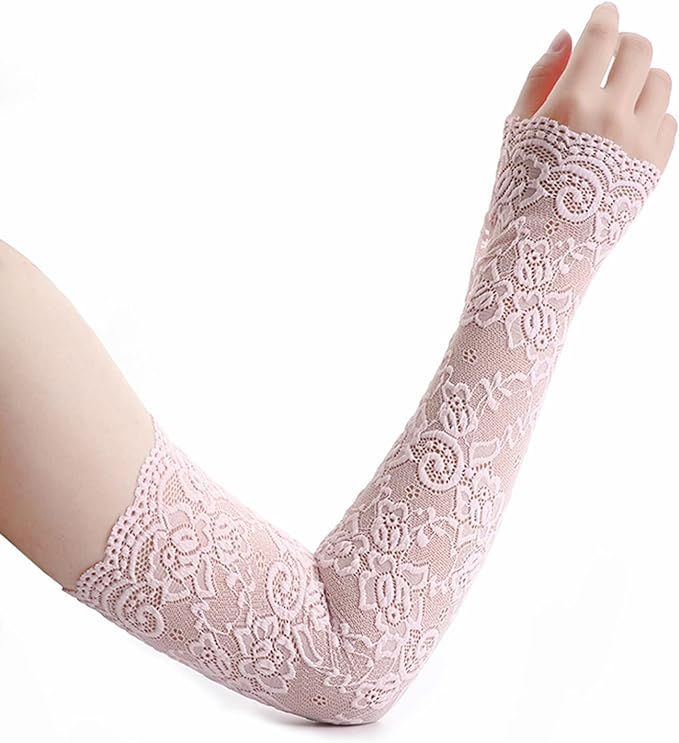 UV Protection Lace Arm Sleeves, Women's Floral Lace Sleeves Hollow Out Long Sunscreen Gloves Fing... | Amazon (US)