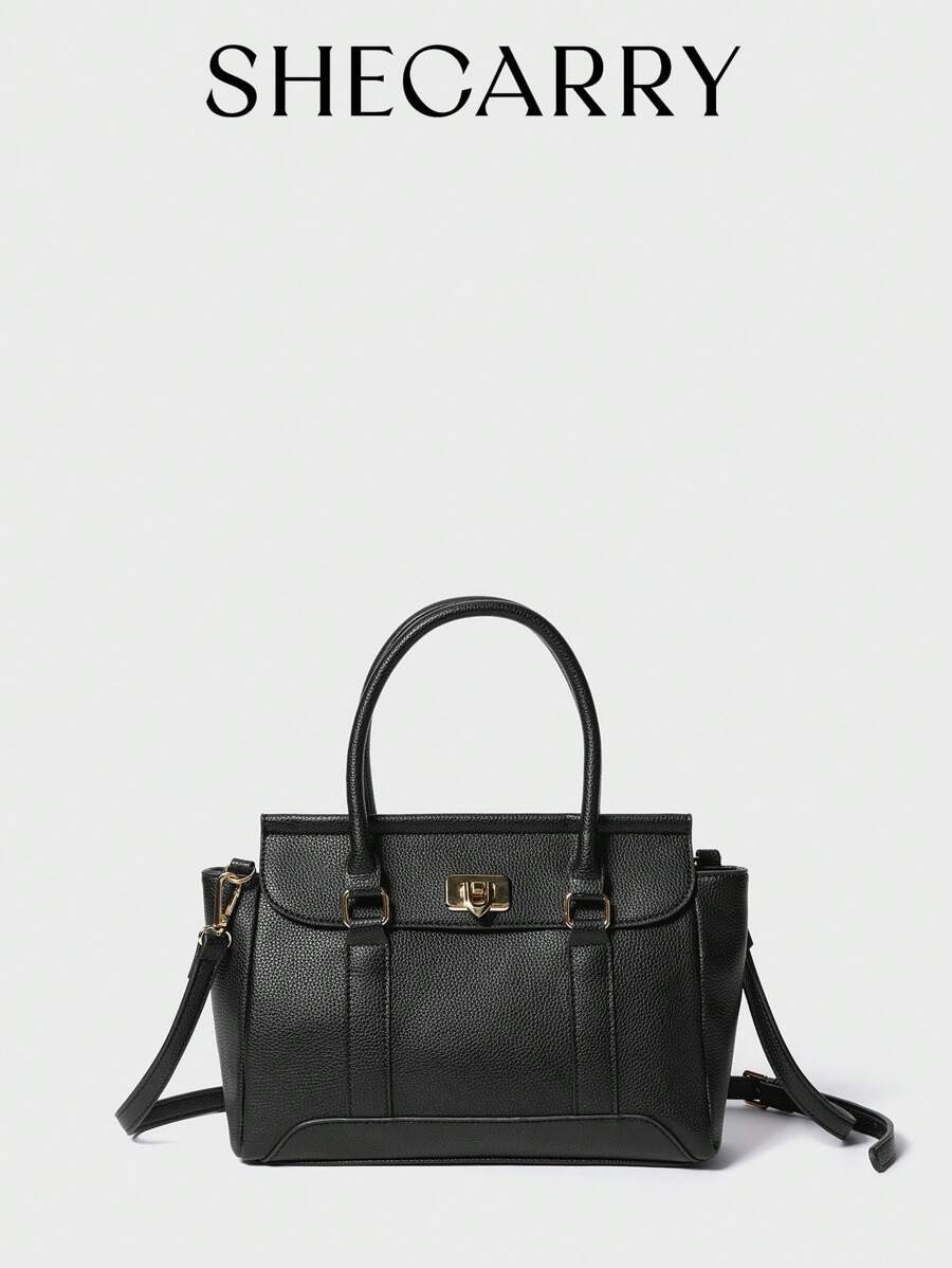 SHECARRY Metal Decor Minimalist High Capacity Storage Tote Bag, Handbag For Commuting | SHEIN