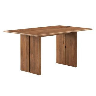 Amistad in Walnut Wood 60 in. Column Dining Table Seats-6 | The Home Depot