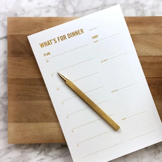 Gold Meal Planning Notepad // Weekly Meal Planner with Tear-off Grocery List & Refrigerator Magne... | Etsy (US)