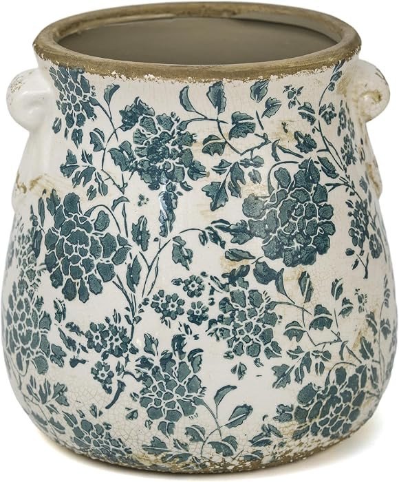 Teal Ceramic Pot for Planter, Vintage Flower Pot with Drainage Holes, 6.3 inch Ice Crack Glazed I... | Amazon (US)