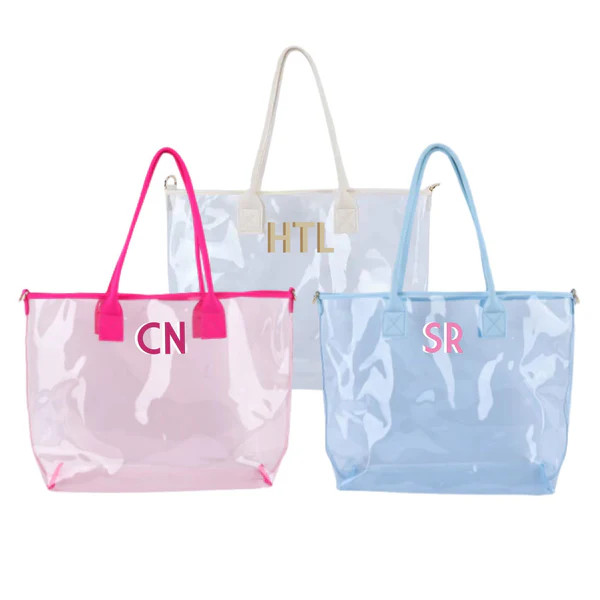 Monogrammed Clear Tote Bag | Sprinkled With Pink