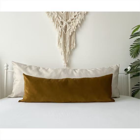 Extra Long Lumbar Pillow Cover Copper Bronze Velvet Throw | Etsy | Etsy (US)