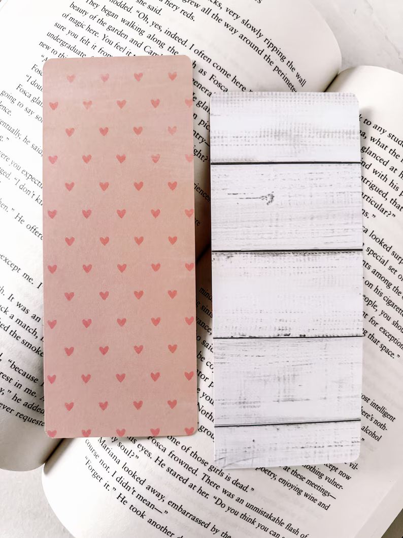 Soft Pink Hearts and Floral | Valentines Day | Heart Bookmarks | Pink and Red Bookmarks | Handmad... | Etsy (US)