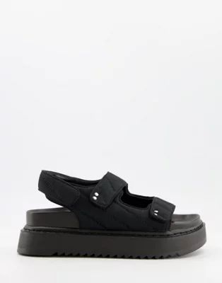 Bershka quilted sporty sandal in black | ASOS (Global)
