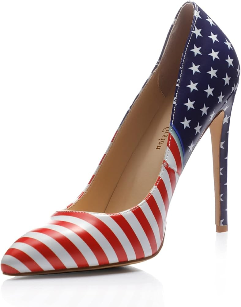 Womens High Stiletto Heels Pumps Music Note Printed Pointed Toe Sexy Shoes | Amazon (US)