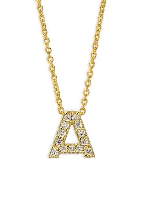 Tiny Treasures Diamond &amp; 18K Yellow Gold Initial Necklace | Saks Fifth Avenue