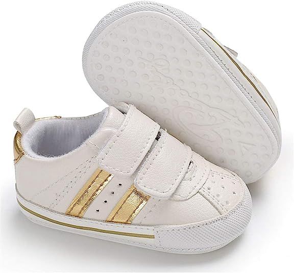 Baby Boys Girls Shoes Non-Slip Rubber Sole PU Leather Infant Toddler Crib Sneakers First Walkers ... | Amazon (US)
